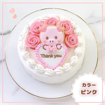 プレート持ちイラストクッキー付き✧薔薇ケーキ